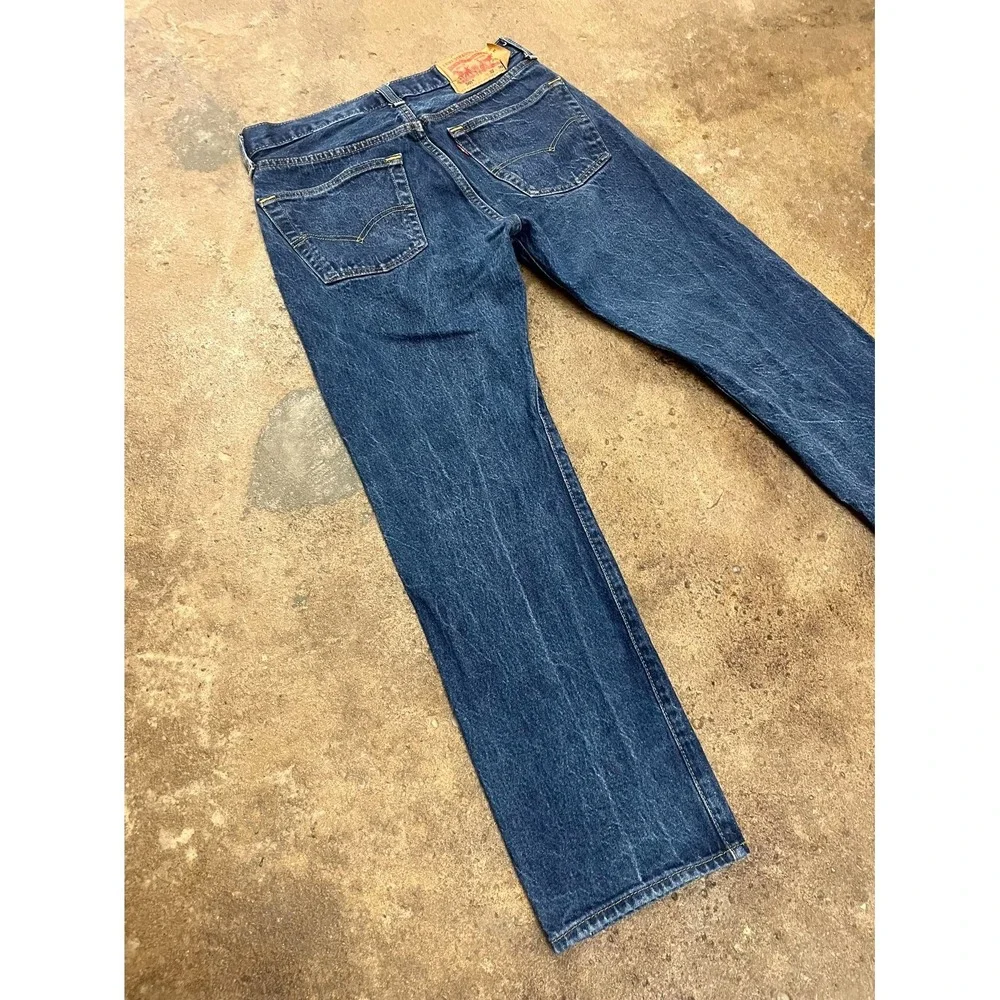 Levi's 501 Original Straight Jeans Men 32x30 Blue Denim Cotton Stretch Dark Wash